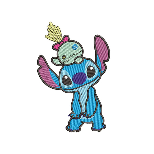 Machine embroidery designs Blue Alien Pet with toy - 323028