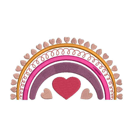 Rainbow heart machine embroidery designs - 410013