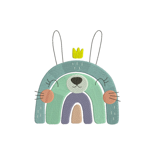 Rainbow bunny machine embroidery designs for kids - 410090