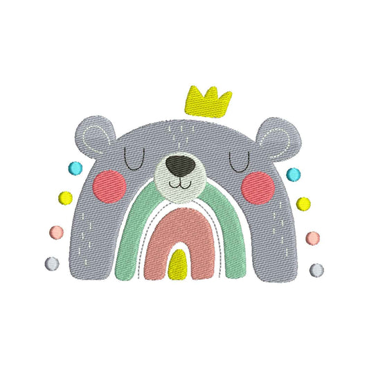 Bear rainbow embroidery designs for machine - 410093