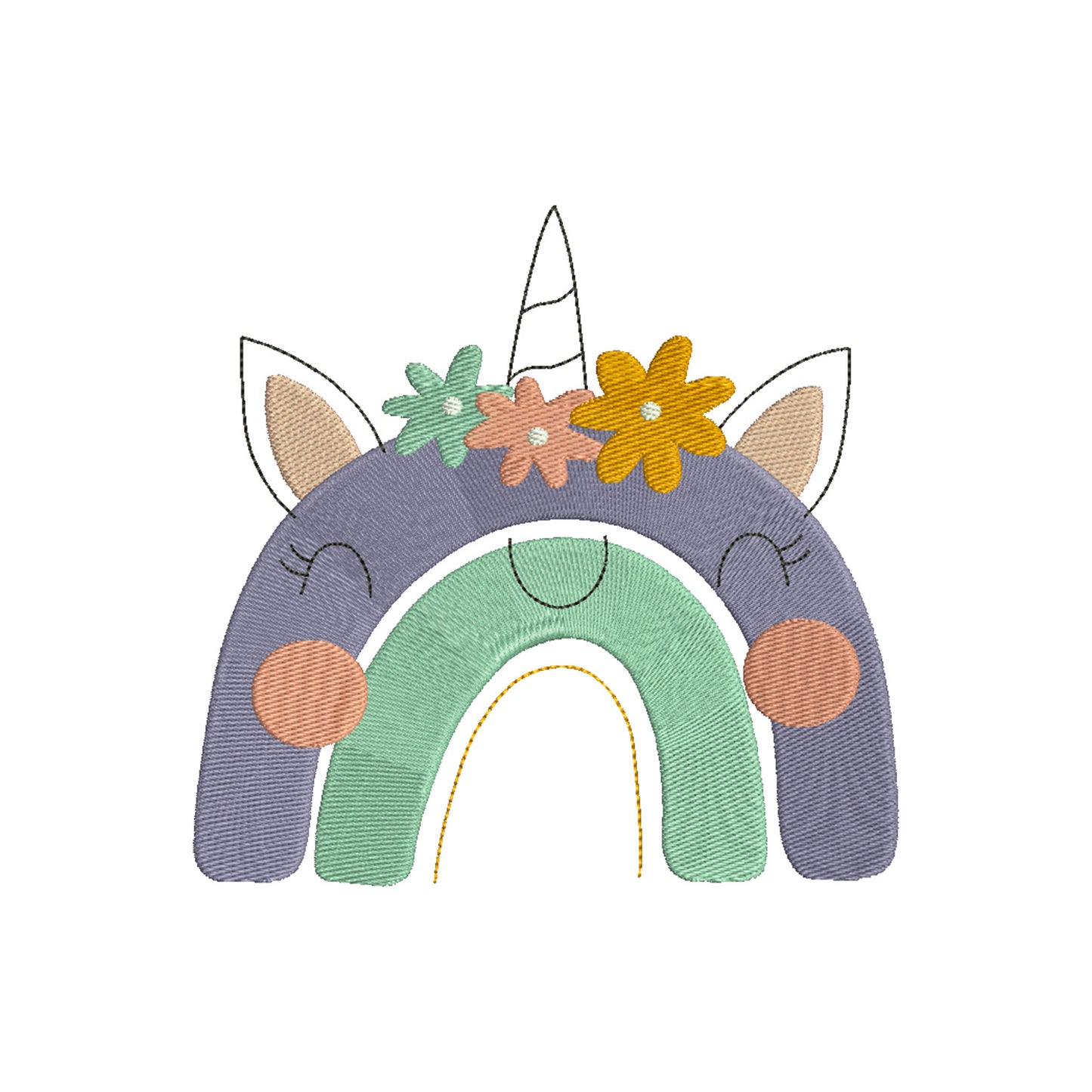 Rainbow animal embroidery designs for babies - 410095