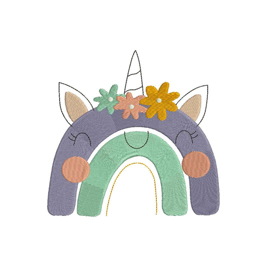 Rainbow animal embroidery designs for babies - 410095