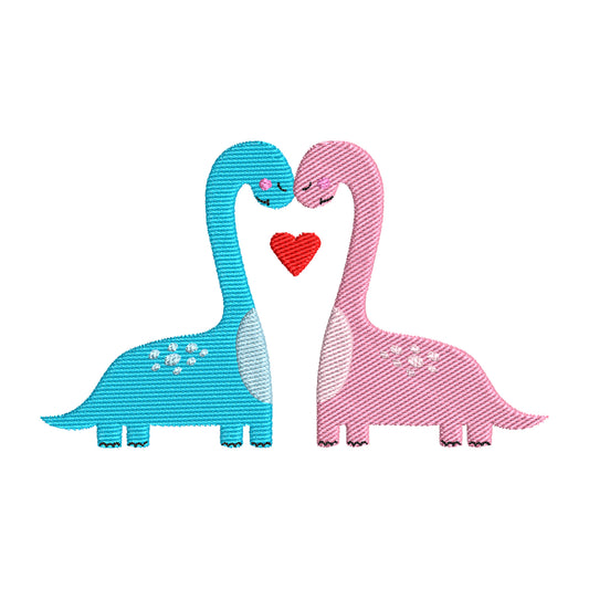 Valentine embroidery designs dino couple - 960039