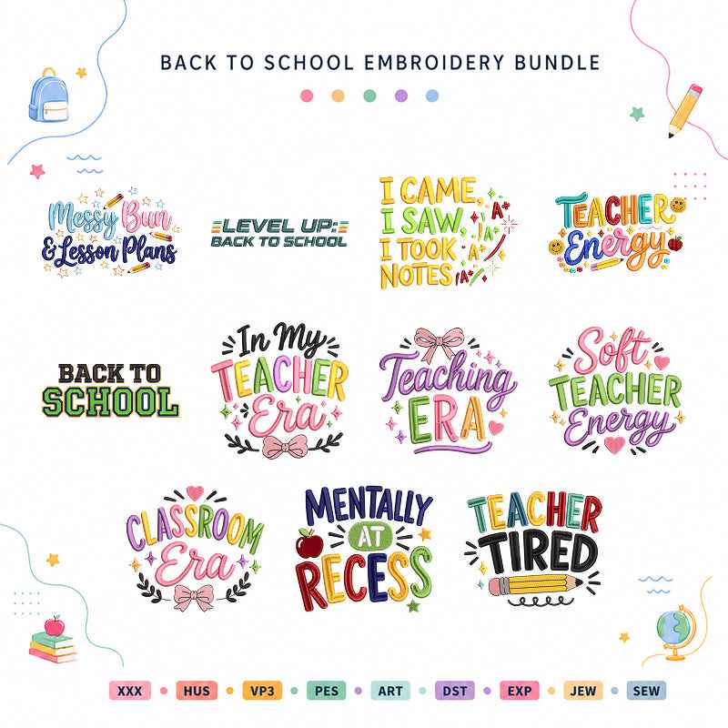 Back To School Teacher Embroidery Bundle Classroom Teacher Quotes - BSG0000010