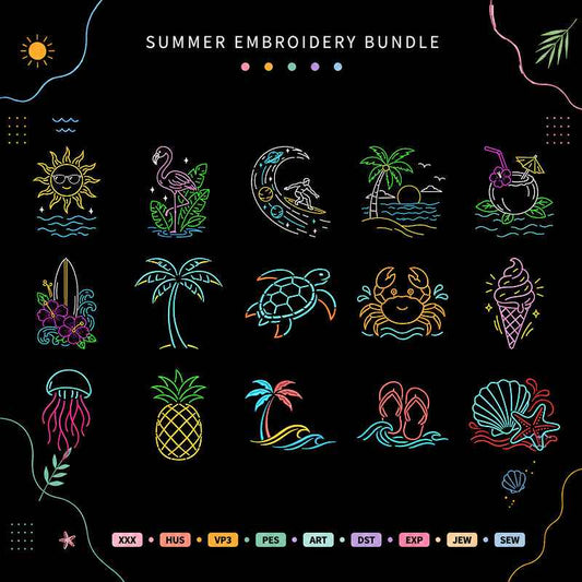 Summer Beach Embroidery Bundle Tropical Ocean Coastal - BSG0000011