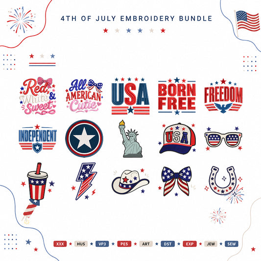 Patriotic 4th Of July Embroidery Bundle USA Freedom Americana - BSG0000014