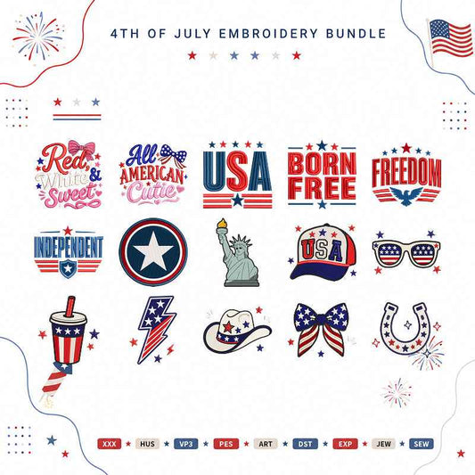 Patriotic 4th Of July Embroidery Bundle USA Freedom Americana - BSG0000014
