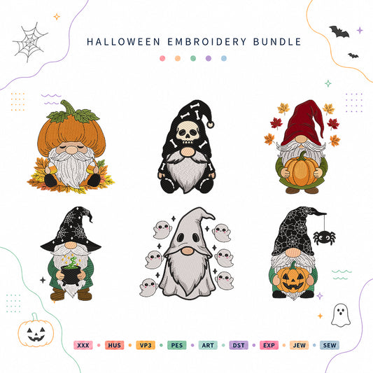 Halloween Gnome Embroidery Bundle Ghost Pumpkin Witch - BSG0000019