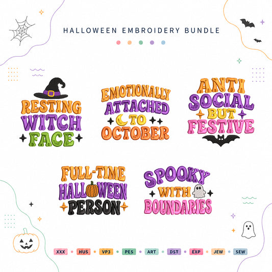 Halloween Social Club Halloween Embroidery Bundle Spooky Quote Files - BSG0000023