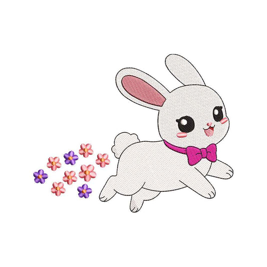 Cute Baby Bunny Running Embroidery Design - SG01022601