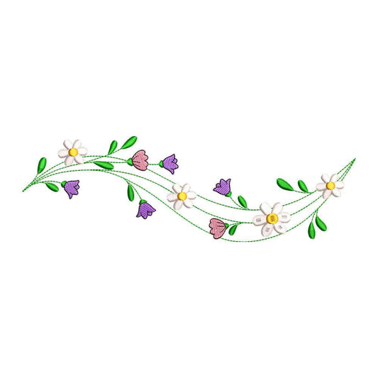Delicate Wildflower Border Embroidery Design - SG01060301