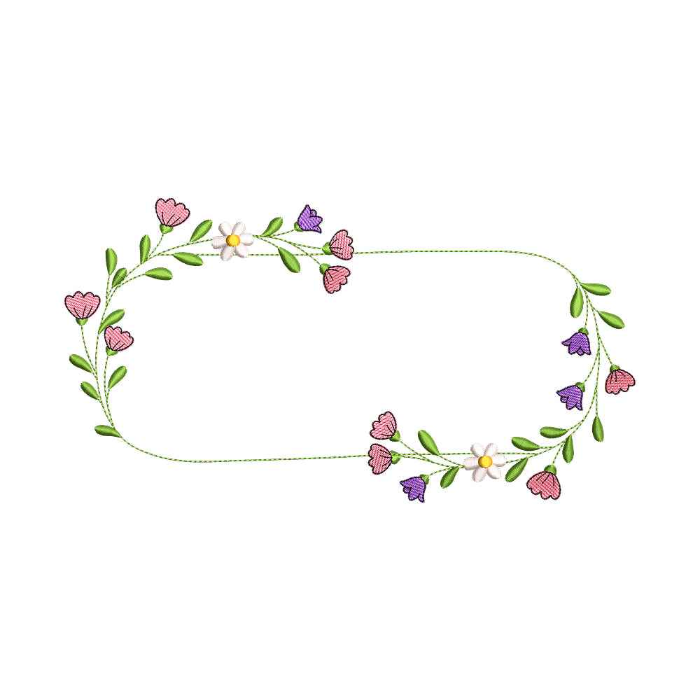 Delicate Wildflower Frame Embroidery Design - SG010604