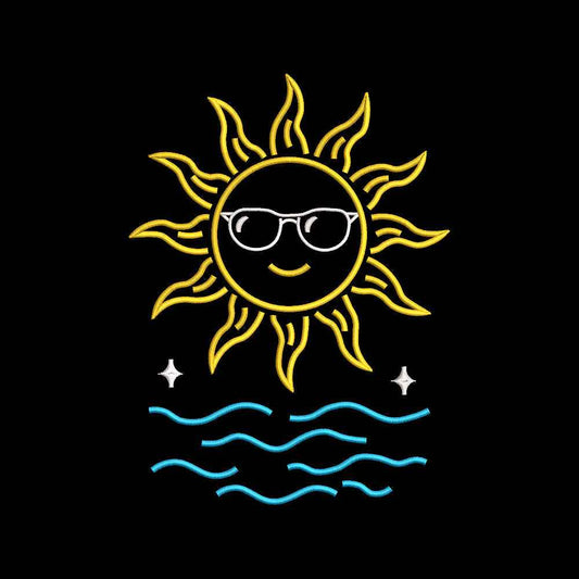 Cool Sun Embroidery Design Summer Sunshine Beach Vacation - SG01062610