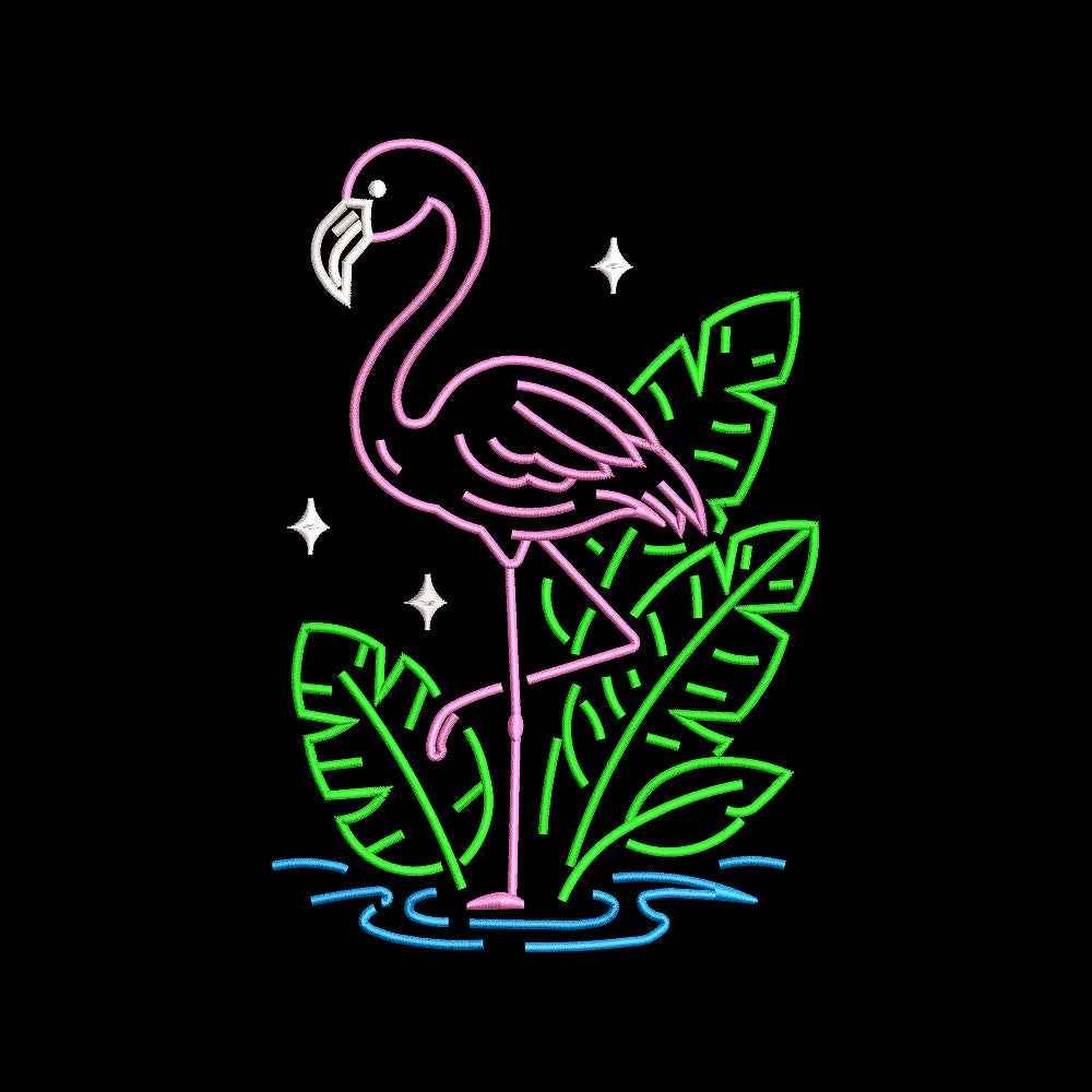 Flamingo Embroidery Design Tropical Bird Summer Beach - SG01062611