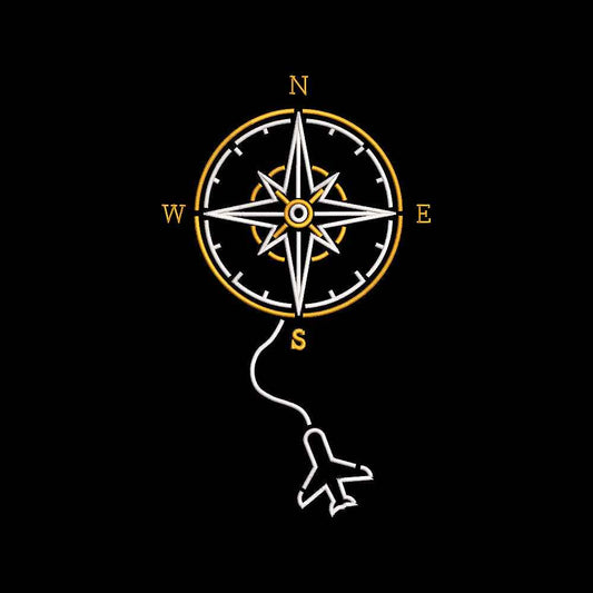 Compass Travel Embroidery Design Adventure Airplane Navigation - SG01062614