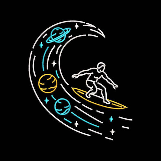 Cosmic Surfing Embroidery Design Space Surfer Galaxy Wave - SG01062618