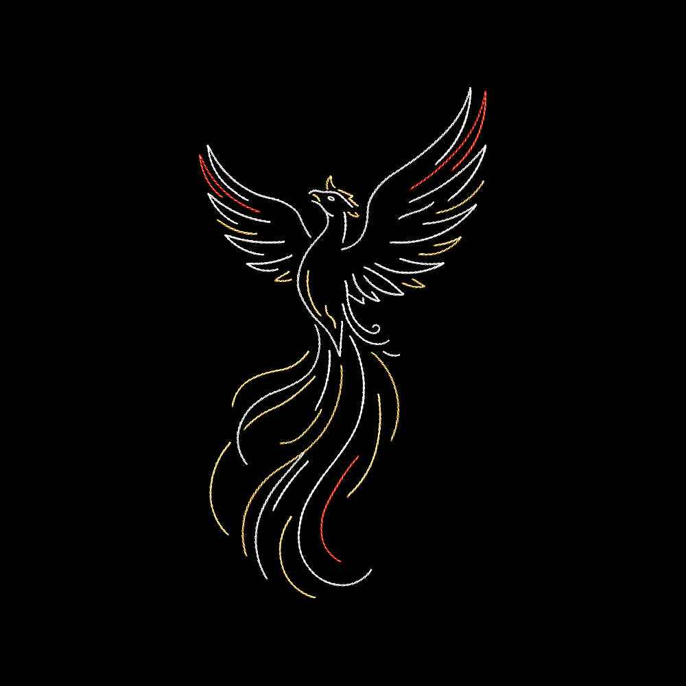 Phoenix Bird Embroidery Design Mythical Firebird Line Art Pattern - SG01062619