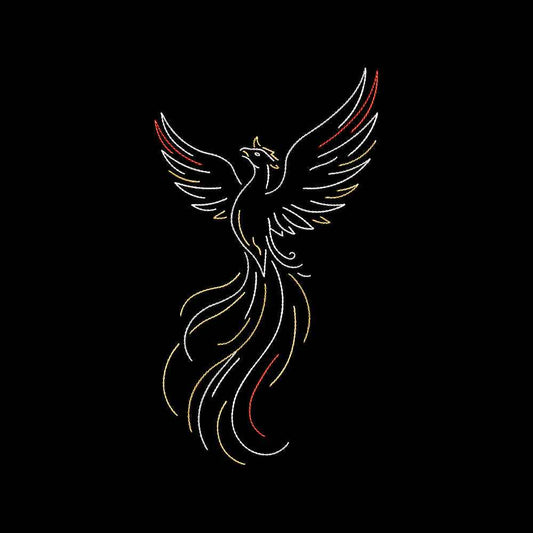 Phoenix Bird Embroidery Design Mythical Firebird Line Art Pattern - SG01062619