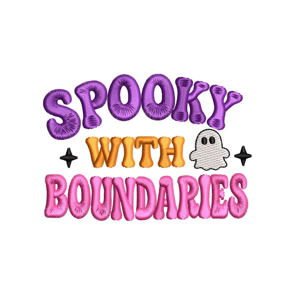 Spooky With Boundaries Halloween Embroidery Design | Funny Ghost Quote Pattern - SG01072605