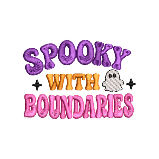Spooky With Boundaries Halloween Embroidery Design | Funny Ghost Quote Pattern - SG01072605