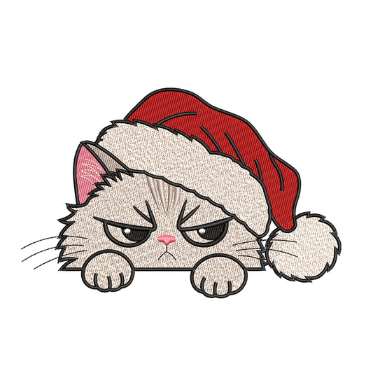 Grumpy Christmas Cat Machine Embroidery Design - SG01102602