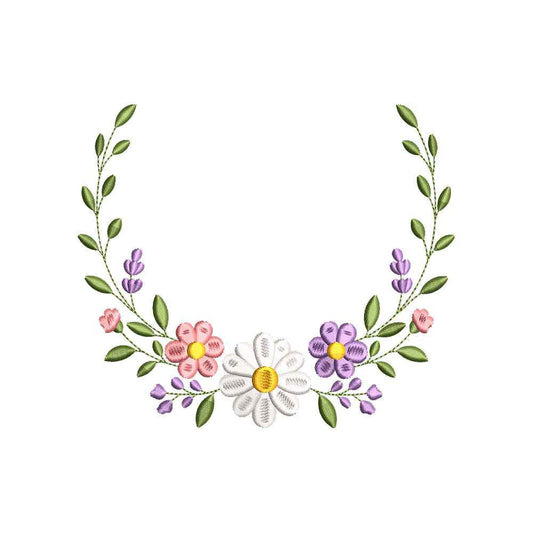 Floral Wreath Frame Embroidery Design Flower Border - SG02052604