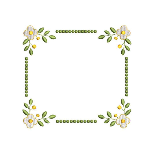 Floral Square Frame Embroidery Design Flower Border Monogram Frame - SG02052610
