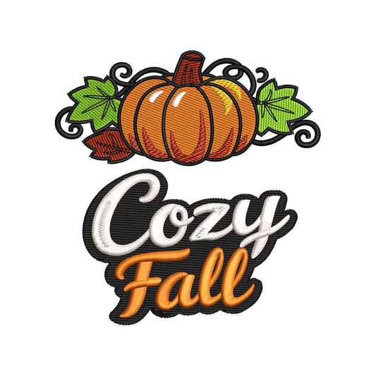 Cozy Fall Embroidery Design | Pumpkin Autumn Seasonal Quote Pattern - SG02072604