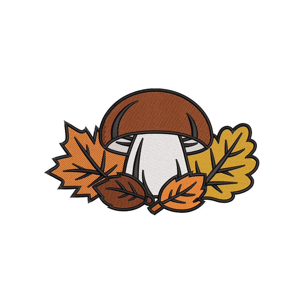 Autumn Mushroom Embroidery Design | Fall Leaves Acorns Seasonal Pattern - SG02072607