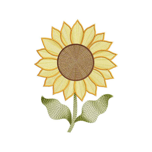 Textured Sunflower Embroidery Design - Boho Summer Floral Motif SG31072611