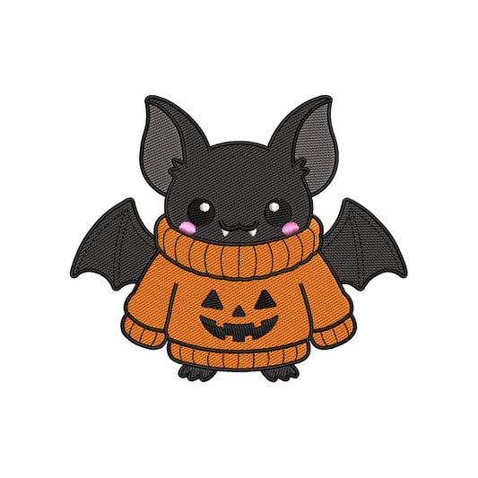 Halloween Bat Sweater Embroidery Design - Cute Pumpkin Motif SG31072701