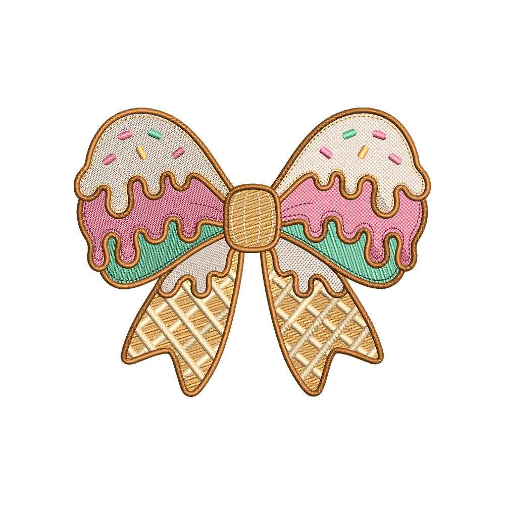 Ice Cream Bow Embroidery Design Cute Summer Sweet Treat - SG03052609