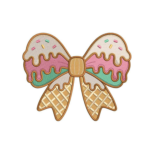 Ice Cream Bow Embroidery Design Cute Summer Sweet Treat - SG03052609