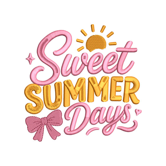 Sweet Summer Days Embroidery Design Summer Quote - SG03052613