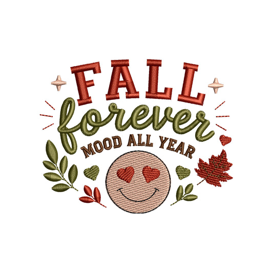 Fall Forever Mood All Year Embroidery Design - Heart-Eyed Smiley Motif SG31072607