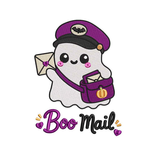 Boo Mail Ghost Halloween Embroidery Design | Cute Spooky Mail Pattern - SG04072603