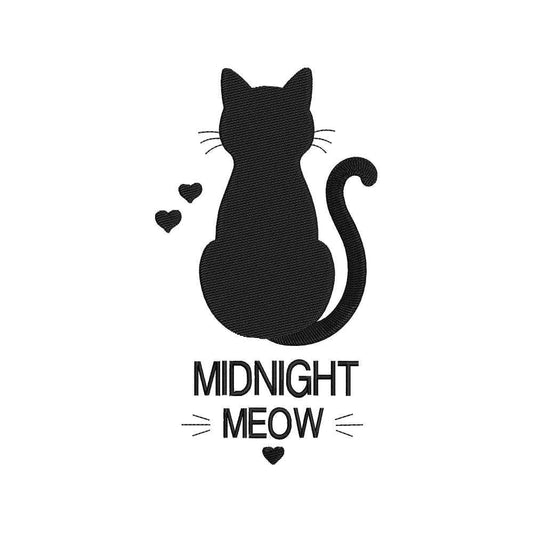 Midnight Meow Black Cat Embroidery Design - Cute Silhouette Motif SG31072616