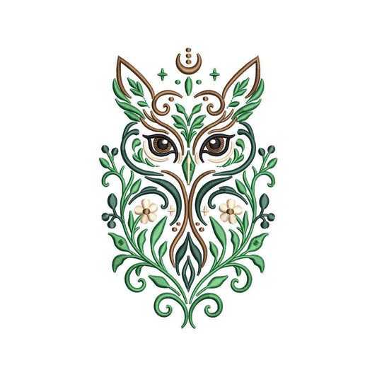 Celestial Floral Owl Embroidery Design - Mystical Boho Night Bird Motif SG31072623