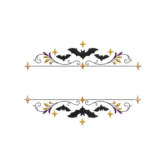 Halloween Bats Split Monogram Frame Machine Embroidery Design File - SG05092602