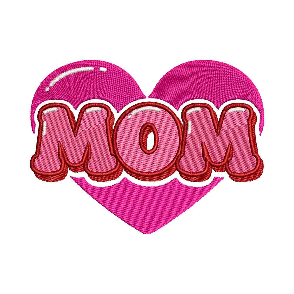 'MOM' Heart Embroidery Design - SG060501