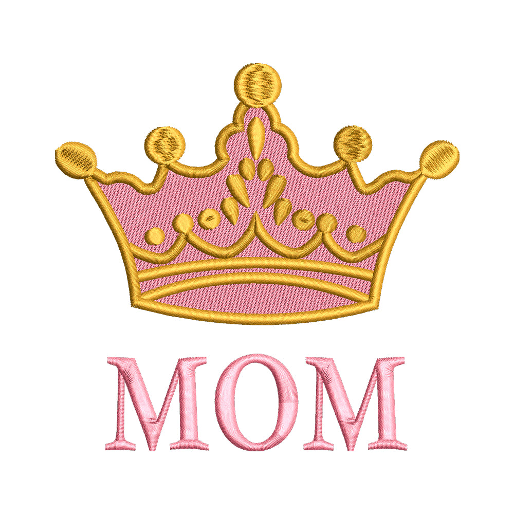 'MOM' with Princess Crown Embroidery Design - SG060502