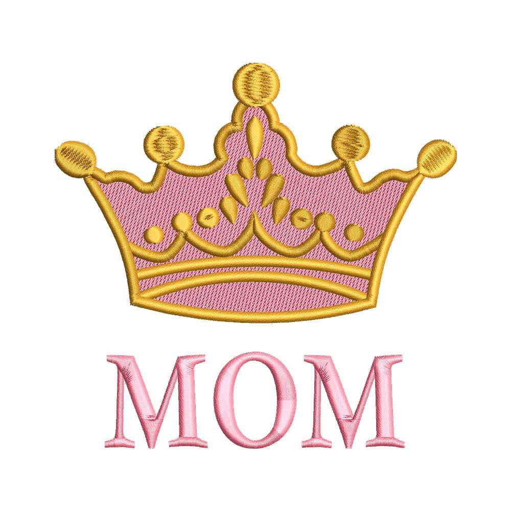 'MOM' with Princess Crown Embroidery Design - SG060502