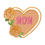 'MOM' with Roses Heart Embroidery Design - SG060503