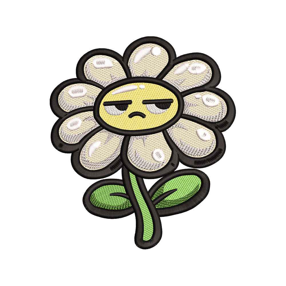 Grumpy Daisy Flower Embroidery Design Cute Floral Character - SG06052620