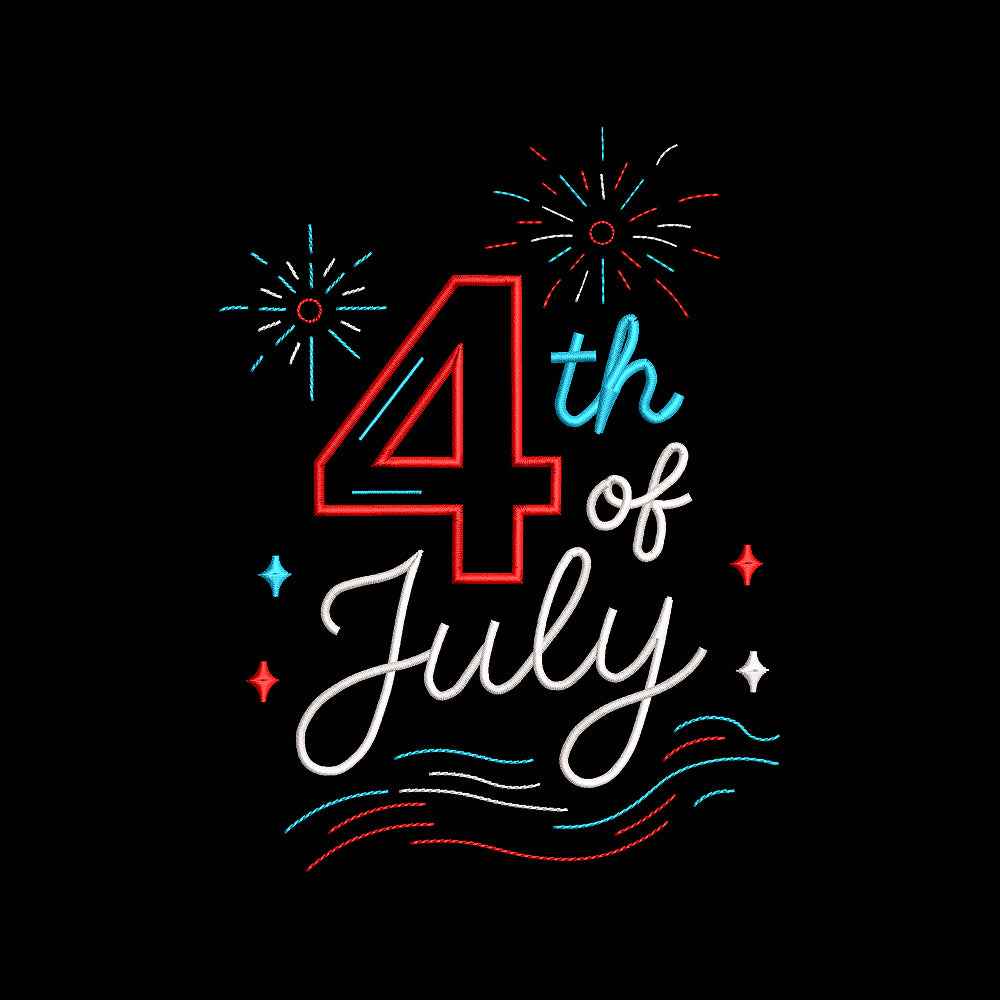 4th of July Embroidery Design Patriotic Independence Day Fireworks USA Celebration - SG06062601