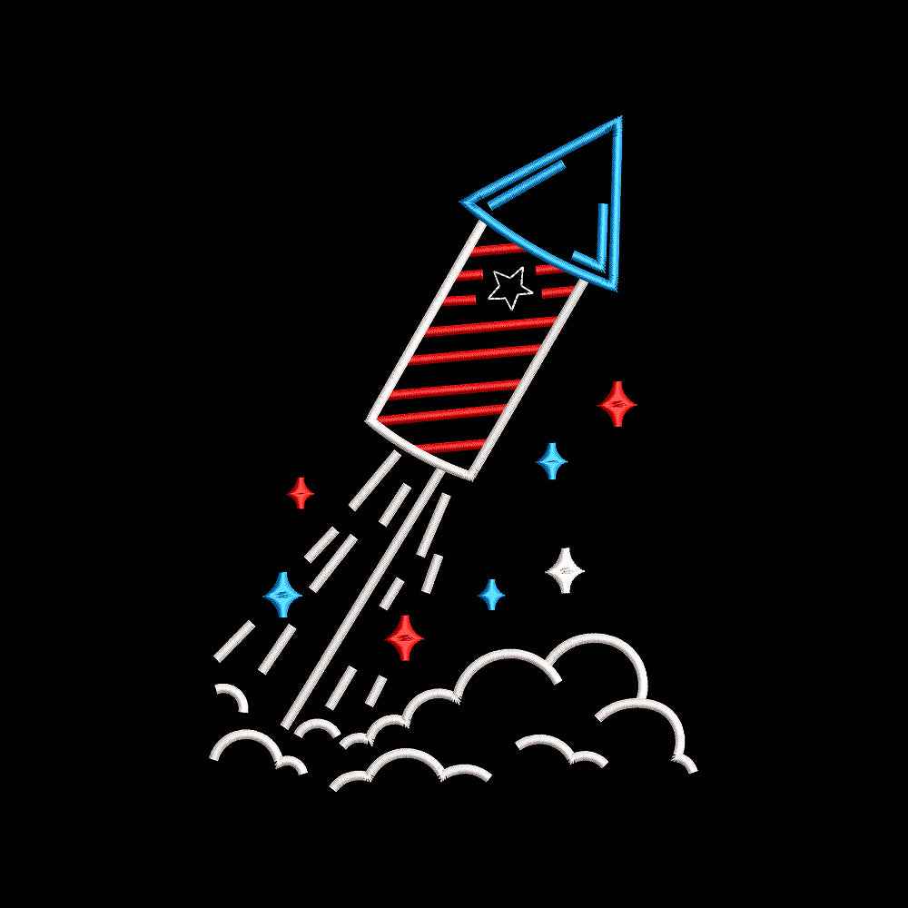 Patriotic Firework Rocket Embroidery Design 4th of July Independence Day USA - SG06062604