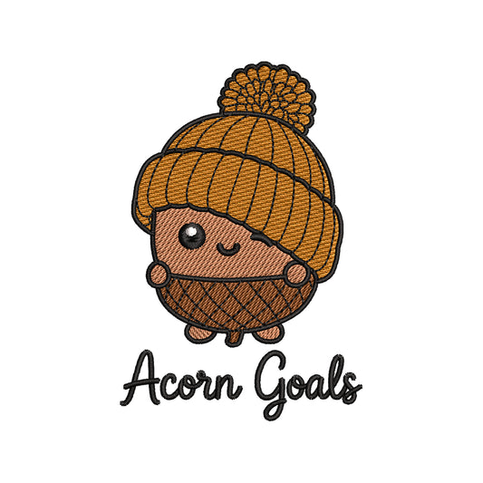 Acorn Goals Autumn Embroidery Design | Cute Kawaii Fall Acorn Machine Embroidery Pattern - SG06072601