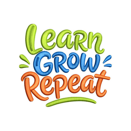 Learn Grow Repeat Embroidery Design - Educational Kids Slogan SG31072628