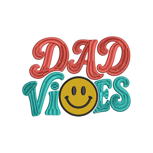 Dad Vibes Embroidery Design Retro Father's Day Smiley Face - SG07062601