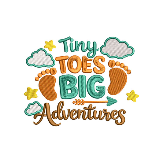 Tiny Toes Big Adventures Embroidery Design Cute Baby Nursery Quote - SG08062606